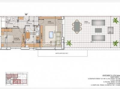 Apartament 2 camere cu Terasa generoasa 
