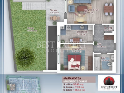 2 Camere cu Gradina Direct Dezvoltator