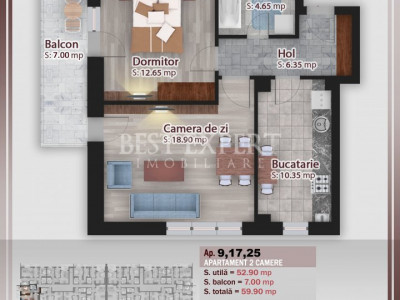 2 Camere Direct Dezvoltator -Incalzire in Pardoseala