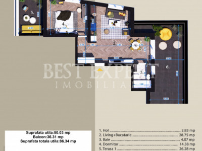 2 Camere Zona Linistita -acces rapid STB-5 Min