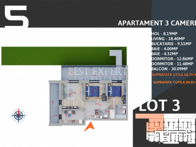 3 Camere Gradina -Acces rapid STB