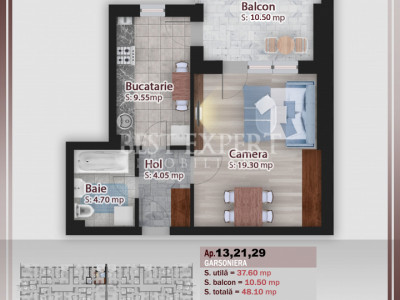 Garsoniera 500 mt STB/Incalzire Pardoseala