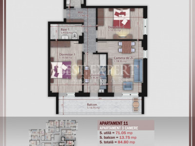 3 Camere Bloc Intim -Incalzire Pardoseala