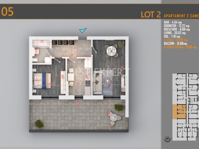 2 Camere Direct Dezvoltator cu Terasa Spatioasa