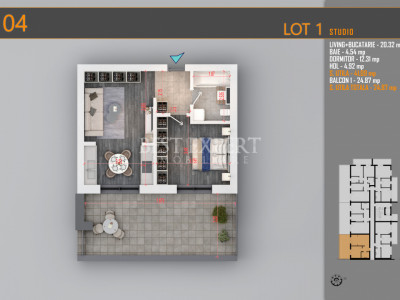 2 Camere Bloc Intim Terasa Generoasa