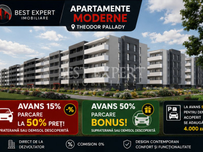 🚗Profită acum! 2 camere| Avans 15% și loc de parcare la  50 %! Th Pallady