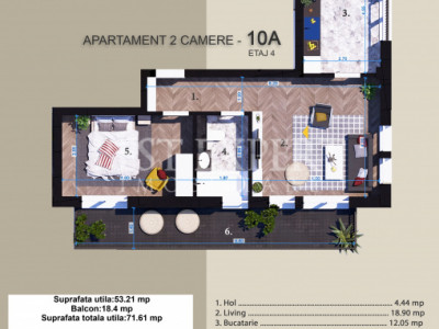 2 Camere Zona Linistita -acces rapid STB-5 Min