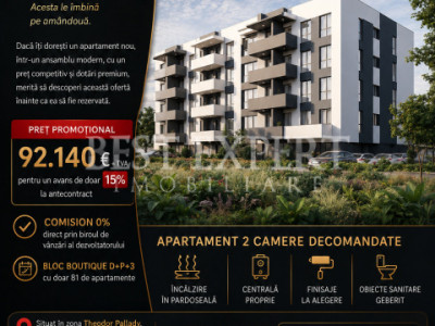 🏆 2 Camere | BONUS Parcare la orice avans | Direct Dezvoltator | Comision 0% 