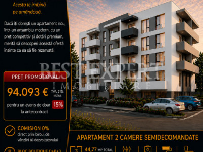 2 Camere Ideal Investitie cu Parcare Acoperita /Credit Ipotecar 15%