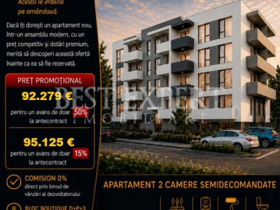 2 Camere | Investiție Inteligentă | Parcare BONUS | Avans 15% Credit Ipotecar