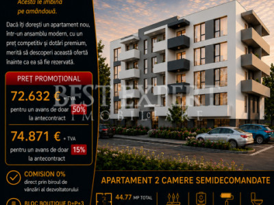 Direct Dezvoltator | Apartament 2 Camere | Bonus Loc de Parcare | Comision 0%