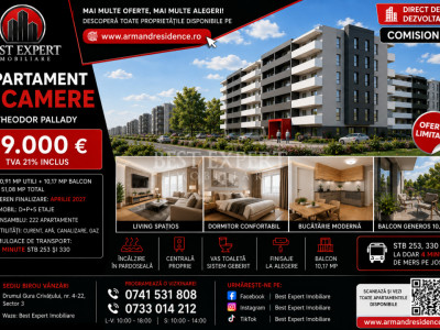 Apartament Nou | 2 Camere | Comision 0% | La avans 15% discount 50% la Parcare