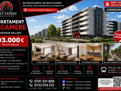 2 Camere | Parcare Acoperită BONUS la Avans 50% | Apartament Nou | Comision 0%
