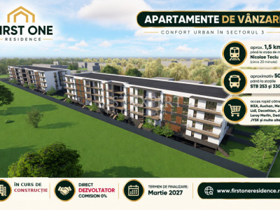 2 Camere Luminos | Balcon Generos | Comision 0% | Credit Ipotecar 15%