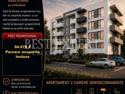 2 Camere Premium | Parcare Acoperită | Încălzire în Pardoseală 