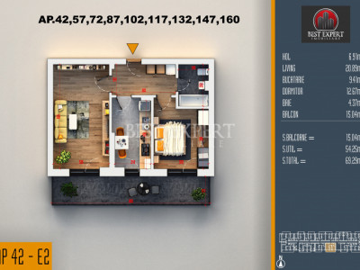 2 Camere | Bloc nou | Finisaje la Alegere | Comision 0% | Pallady