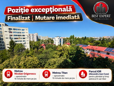 Garsonieră Titan | 2 Metrouri în Apropiere | Parcul IOR | Mobilată și Utilată
