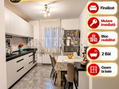 4 Camere Spațios | 2 Băi | Geam baie|  Bloc Reabilitat | Ideal pentru Familie