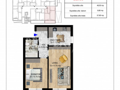 2 Camere | Parcare inclusa|  Încălzire în Pardoseală | Avans 15% 