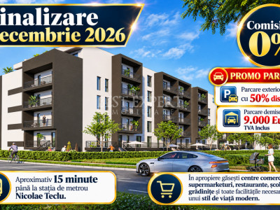 2 Camere Noi | 50% Discount la Parcarea Exterioară | Comision 0%