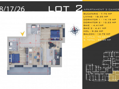 Ideal familie -3 camere decomandate-Parcare Bonus 