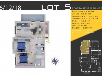 3 camere Direct Dezvoltator -Incalzire Pardoseala/Credit Ipotecar 15%