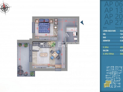 Apartament 2 Camere Incalzire Pardoseala -Finalizat